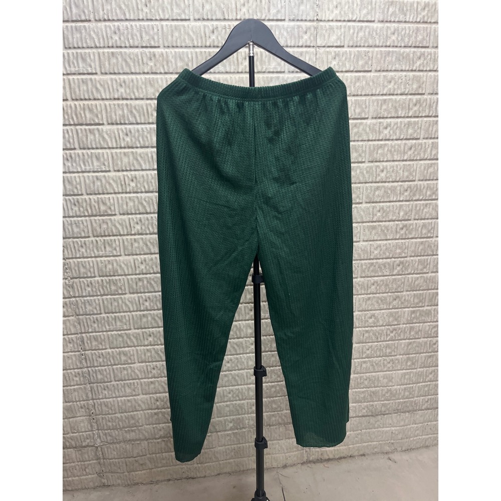 Green Waffle Knit Tapered Relaxed Fit Elastic Waist Pants L A10A4D009RR